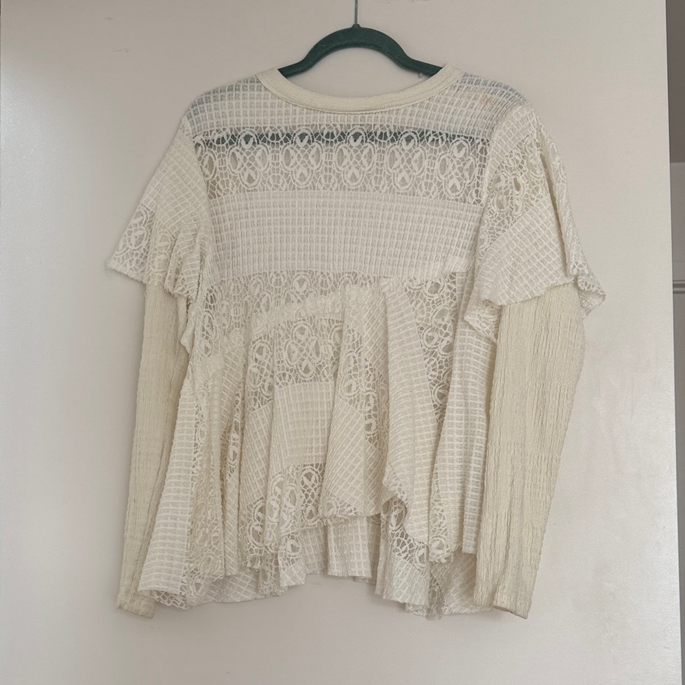 FP Movement by Free People Cream Lace Blouse